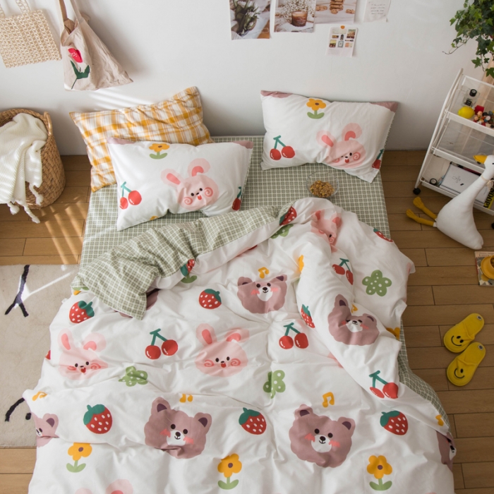 91家纺网 家纺一手货源 找家纺 窝米 2020春夏新品13370全棉四件套萌宠风系列 小仙女-米