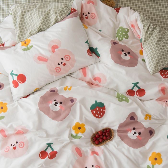 91家纺网 家纺一手货源 找家纺 窝米 2020春夏新品13370全棉四件套萌宠风系列 小仙女-米