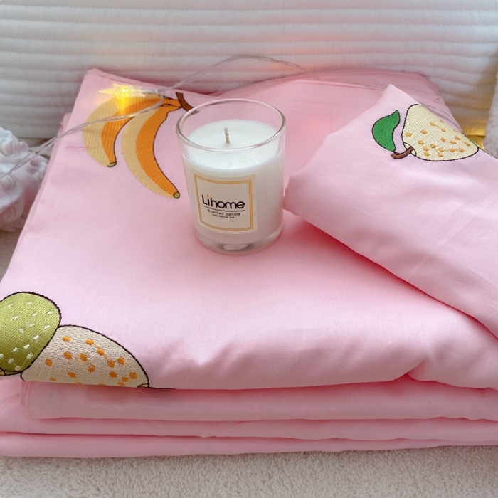 91家纺网 家纺一手货源 找家纺 窝米 2020新款60支长绒棉四件套 心情-粉