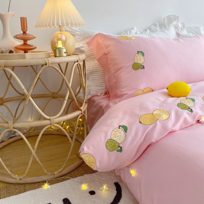 91家纺网 家纺一手货源 找家纺 窝米 2020新款60支长绒棉四件套 心情-粉