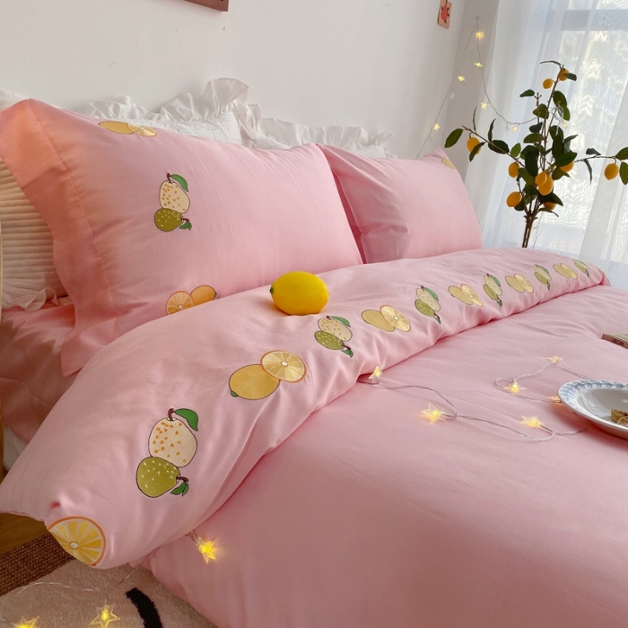 91家纺网 家纺一手货源 找家纺 窝米 2020新款60支长绒棉四件套 心情-粉