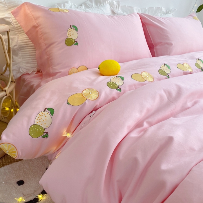 91家纺网 家纺一手货源 找家纺 窝米 2020新款60支长绒棉四件套 心情-粉