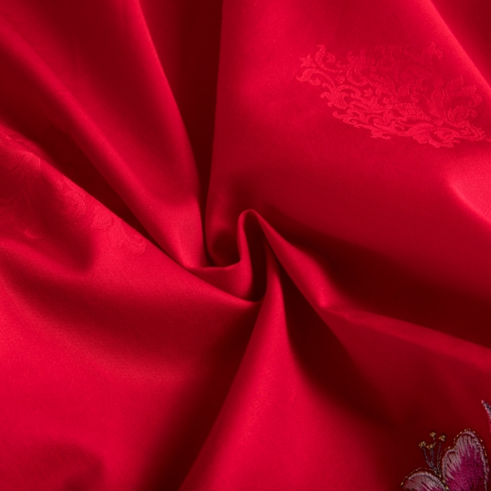 91家纺网 家纺一手货源 找家纺 2025新款120S全棉刺绣贡缎提花婚庆四件套多件套佳偶天成