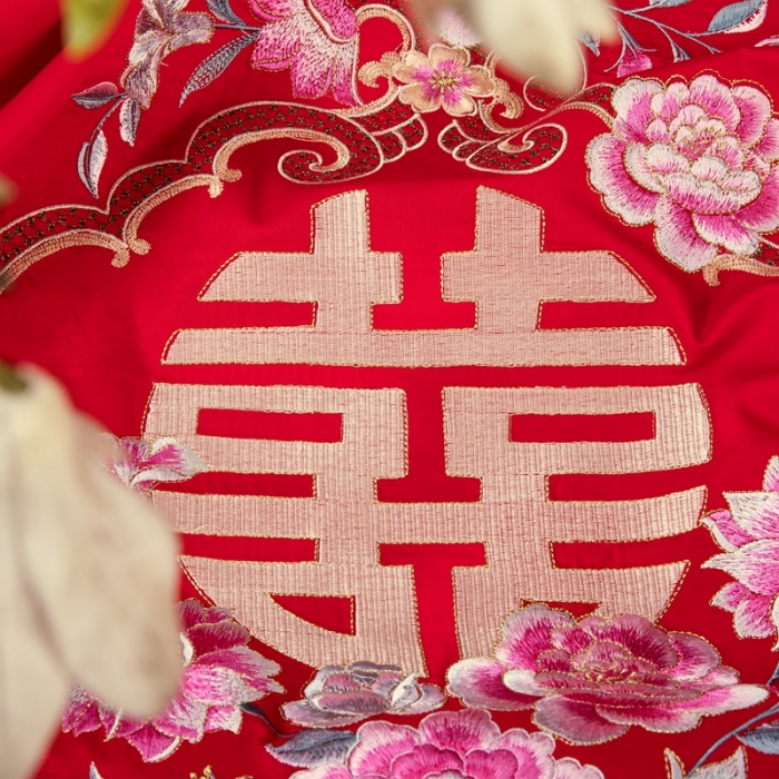 91家纺网 家纺一手货源 找家纺 2025新款120S全棉刺绣贡缎提花婚庆四件套多件套佳偶天成