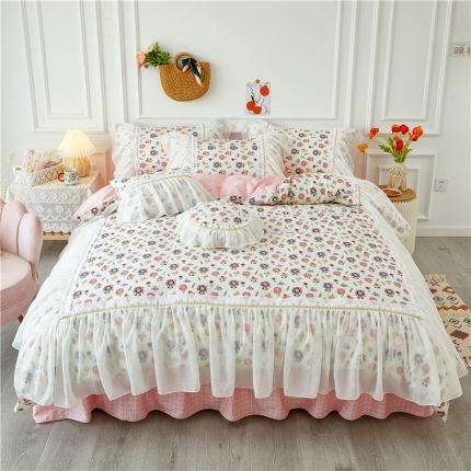 91家纺网 家纺一手货源 找家纺 （总）亲亲公主2025新款全棉韩版印花仙女款公主风床裙四件套