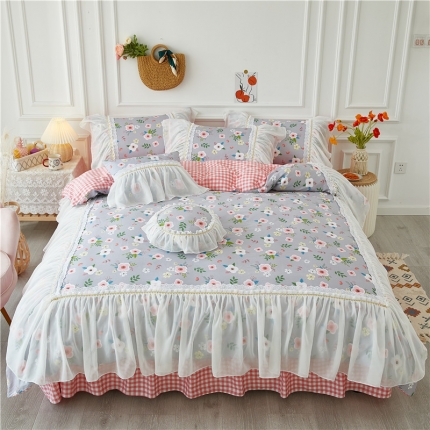 91家纺网 家纺一手货源 找家纺 （总）亲亲公主2025新款全棉韩版印花仙女款公主风床裙四件套