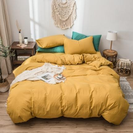 91家纺网 家纺一手货源 找家纺 （总）佳梦达 2020新款全棉水洗纯色四件套