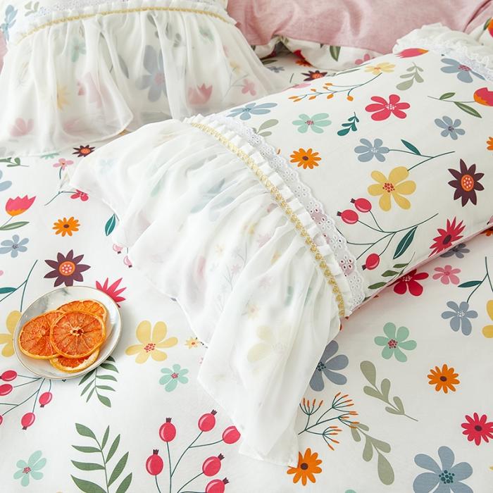 91家纺网 家纺一手货源 找家纺 （总）亲亲公主新款全棉韩版印花仙女款公主风床裙四件套花舞风情