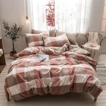 91家纺网 家纺一手货源 找家纺 （总）佳梦达 2020新款色织全棉水洗双拼四件套