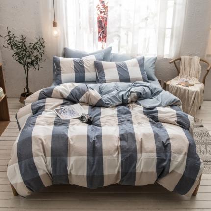 91家纺网 家纺一手货源 找家纺 （总）佳梦达 2020新款色织全棉水洗双拼四件套