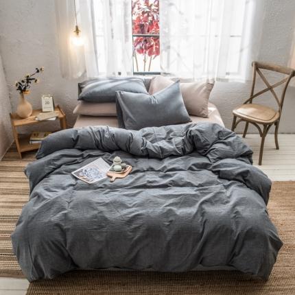 91家纺网 家纺一手货源 找家纺 佳梦达 2020新款全色织全棉水洗双拼四件套 灰浅驼