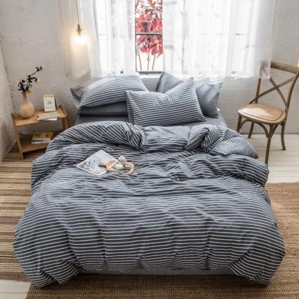 佳梦达 2020新款全色织全棉水洗双拼四件套 浅灰条