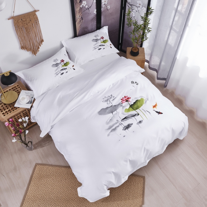 91家纺网 家纺一手货源 找家纺 （总全棉60s贡缎喷气印花酒店四件套 宾馆四件套 民宿四件套