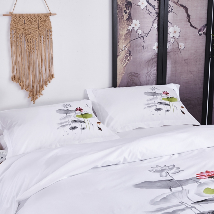 91家纺网 家纺一手货源 找家纺 （总全棉60s贡缎喷气印花酒店四件套 宾馆四件套 民宿四件套