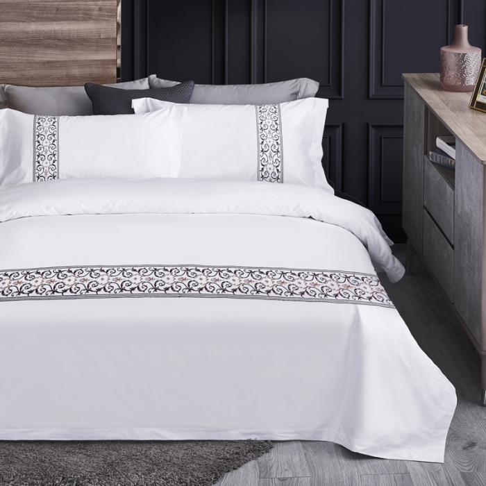 91家纺网 家纺一手货源 找家纺 罗菲尼酒店用品2025新款60s贡缎喷气精品绣花系列炫舞