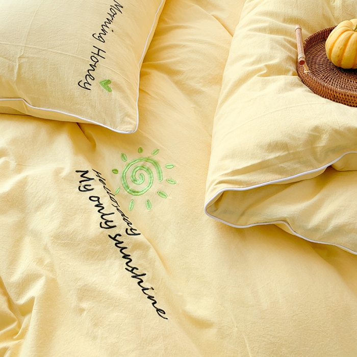 91家纺网 家纺一手货源 找家纺 （总）玛奇朵 2021新品刺绣款纯棉色织水洗棉四件套