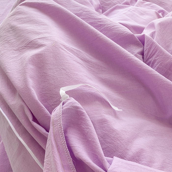 91家纺网 家纺一手货源 找家纺 玛奇朵 2021新品刺绣款纯棉色织水洗棉四件套 紫色