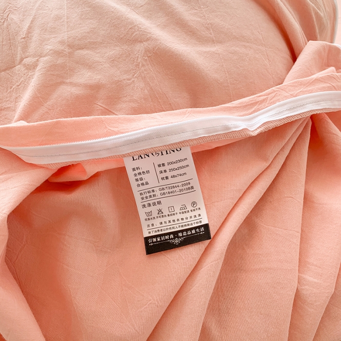 91家纺网 家纺一手货源 找家纺 玛奇朵 2021新品刺绣款纯棉色织水洗棉四件套 玉色