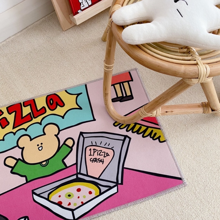 91家纺网 家纺一手货源 找家纺 星期八 2020新款ins卡通地垫 pizza