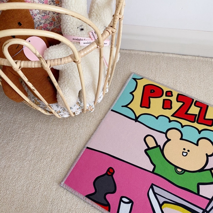 91家纺网 家纺一手货源 找家纺 星期八 2020新款ins卡通地垫 pizza