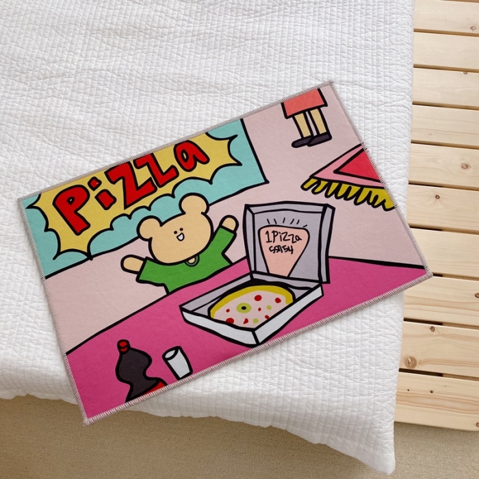 91家纺网 家纺一手货源 找家纺 星期八 2020新款ins卡通地垫 pizza