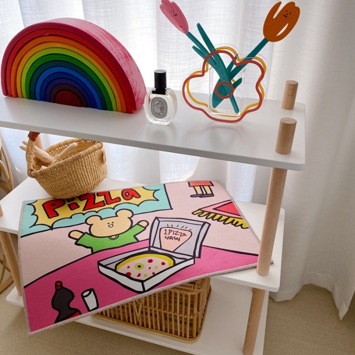 91家纺网 家纺一手货源 找家纺 星期八 2020新款ins卡通地垫 pizza