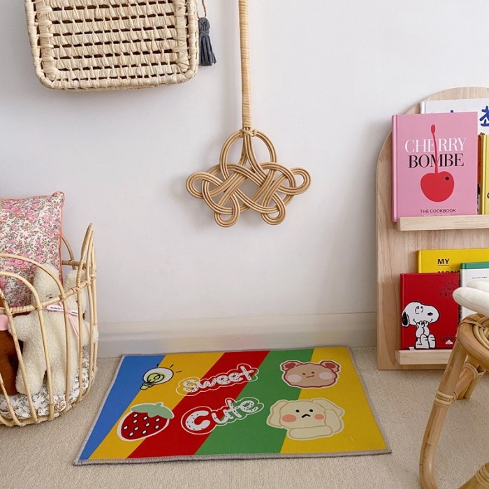 91家纺网 家纺一手货源 找家纺 星期八 2020新款ins卡通地垫 彩虹熊