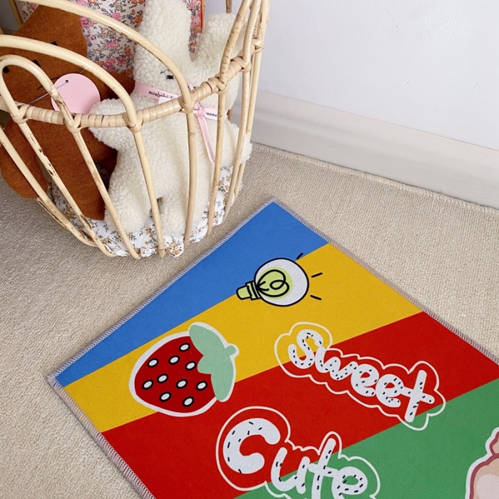 91家纺网 家纺一手货源 找家纺 星期八 2020新款ins卡通地垫 彩虹熊