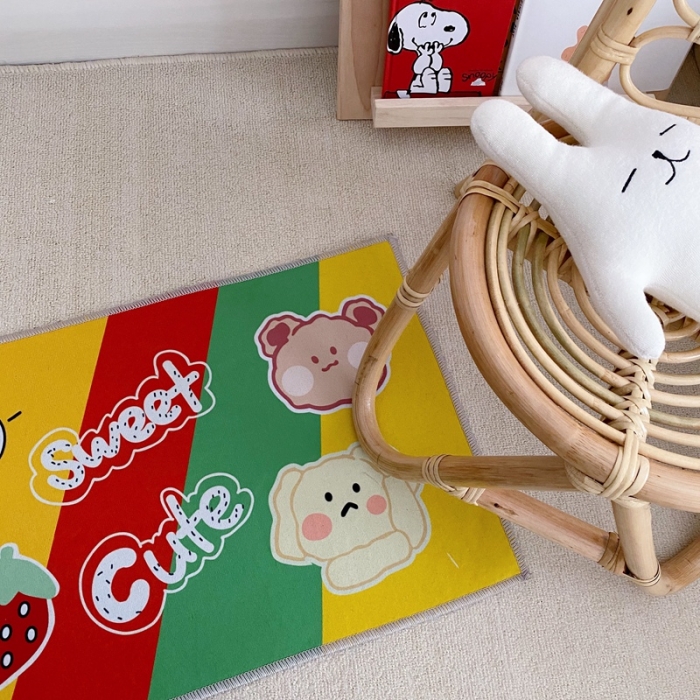 91家纺网 家纺一手货源 找家纺 星期八 2020新款ins卡通地垫 彩虹熊