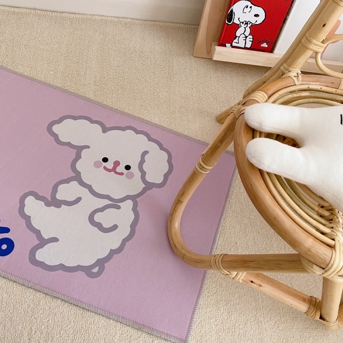 91家纺网 家纺一手货源 找家纺 星期八 2020新款ins卡通地垫 狗狗粉