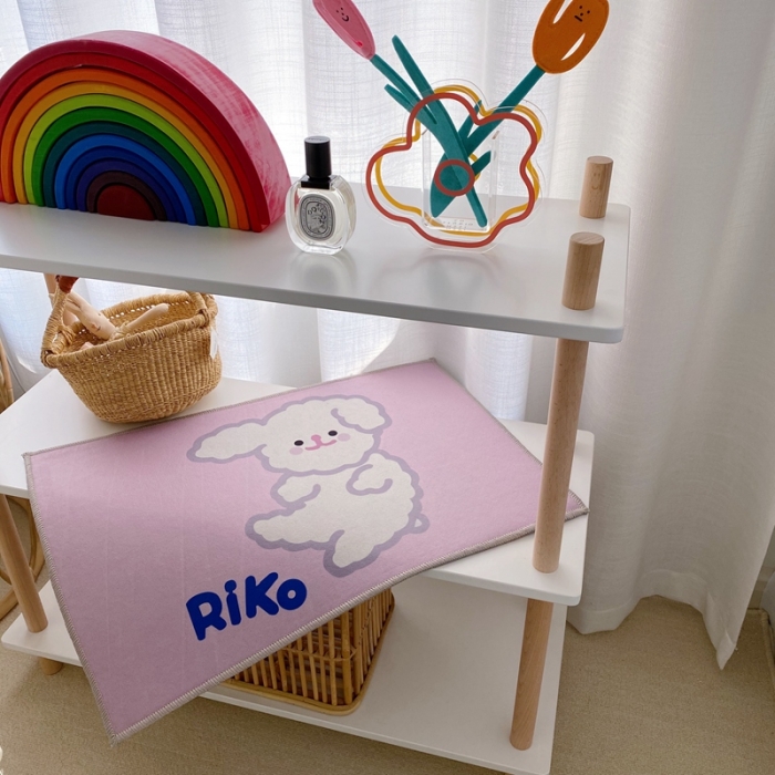 91家纺网 家纺一手货源 找家纺 星期八 2020新款ins卡通地垫 狗狗粉