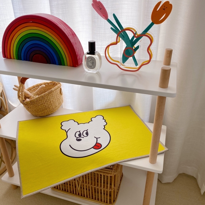 91家纺网 家纺一手货源 找家纺 星期八 2020新款ins卡通地垫 狗狗黄