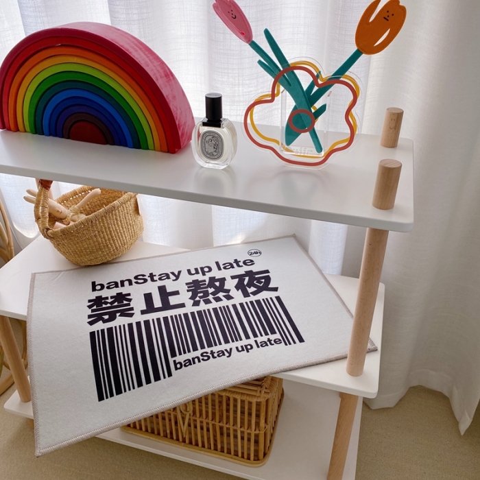 91家纺网 家纺一手货源 找家纺 星期八 2020新款ins卡通地垫 禁止熬夜