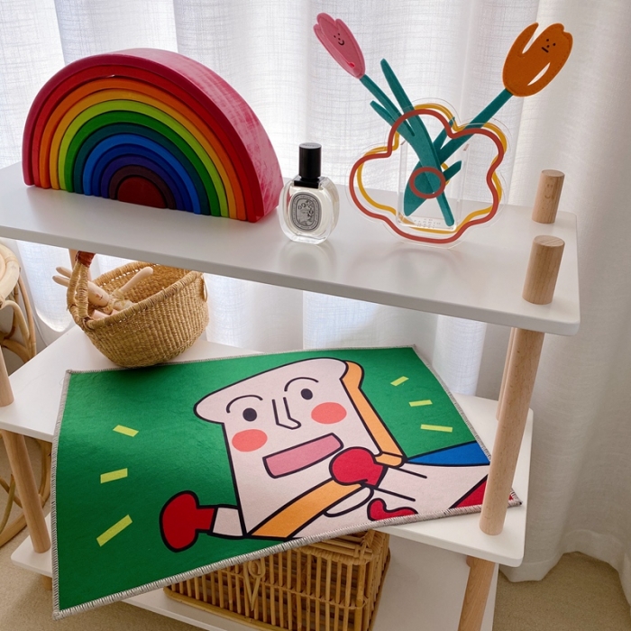 91家纺网 家纺一手货源 找家纺 星期八 2020新款ins卡通地垫 面包先生