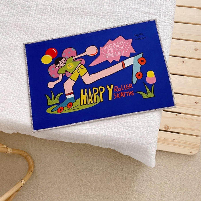 91家纺网 家纺一手货源 找家纺 星期八 2020新款ins卡通地垫 你好男孩