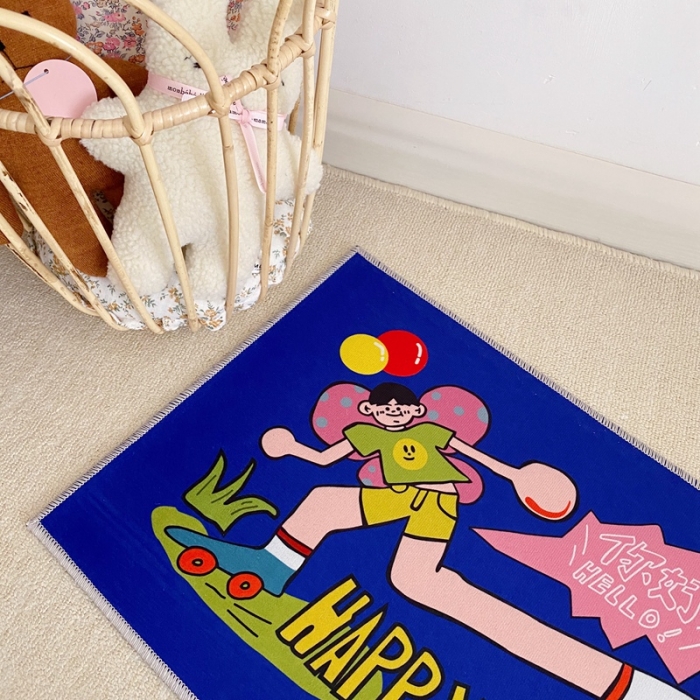 91家纺网 家纺一手货源 找家纺 星期八 2020新款ins卡通地垫 你好男孩