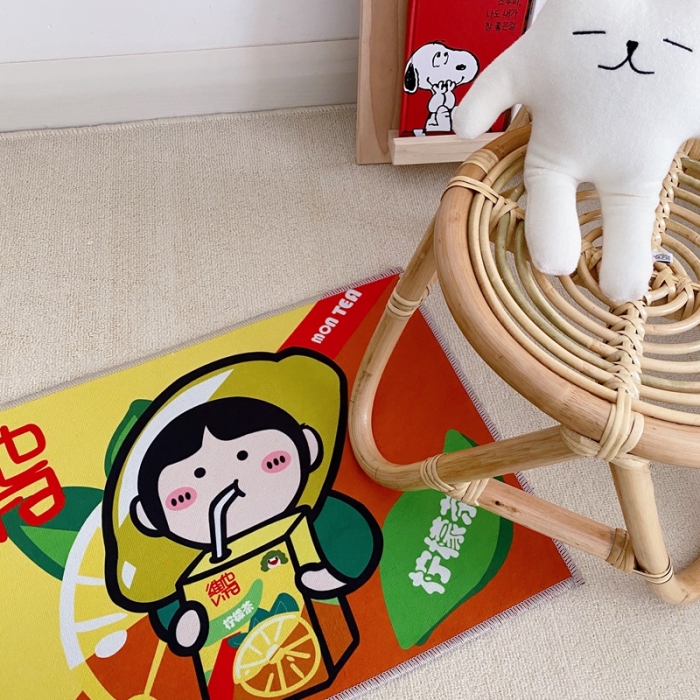 91家纺网 家纺一手货源 找家纺 星期八 2020新款ins卡通地垫 柠檬茶