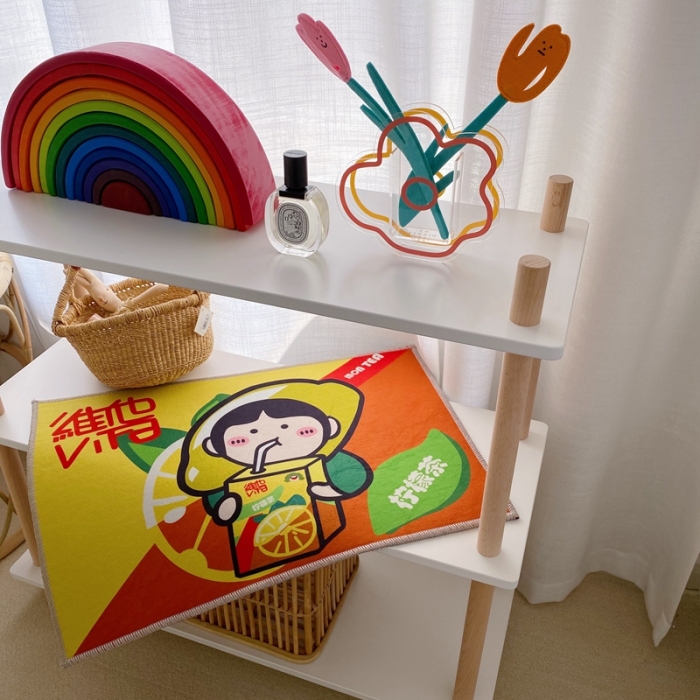 91家纺网 家纺一手货源 找家纺 星期八 2020新款ins卡通地垫 柠檬茶