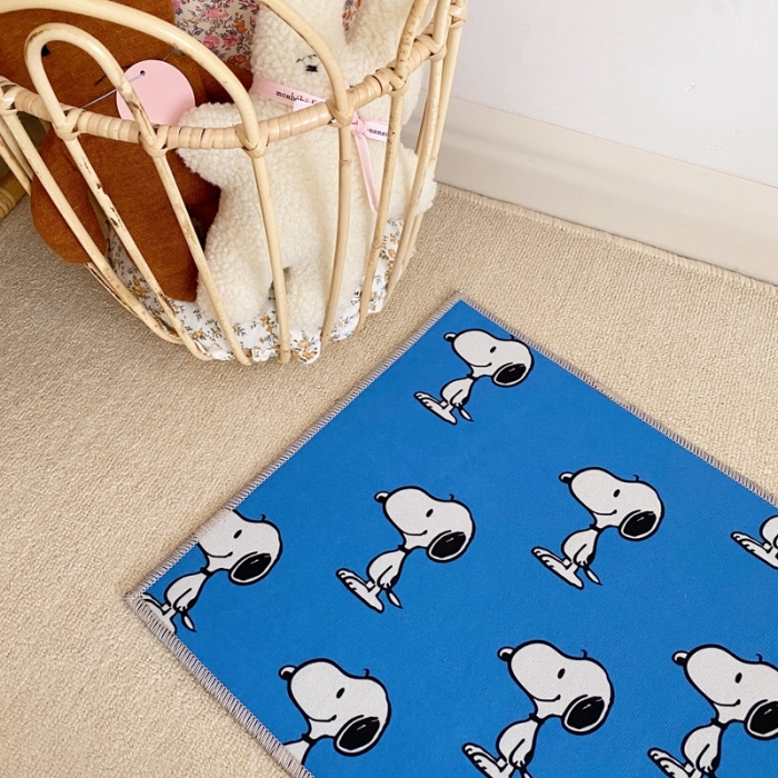 91家纺网 家纺一手货源 找家纺 星期八 2020新款ins卡通地垫 史努比蓝