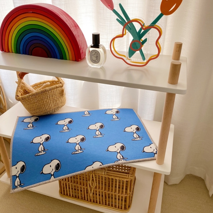 91家纺网 家纺一手货源 找家纺 星期八 2020新款ins卡通地垫 史努比蓝