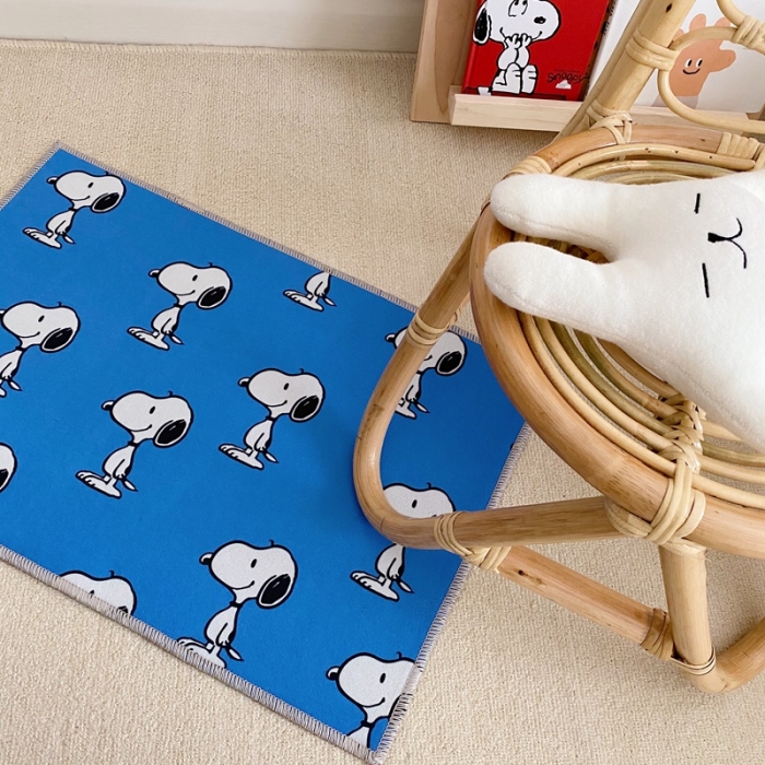 91家纺网 家纺一手货源 找家纺 星期八 2020新款ins卡通地垫 史努比蓝