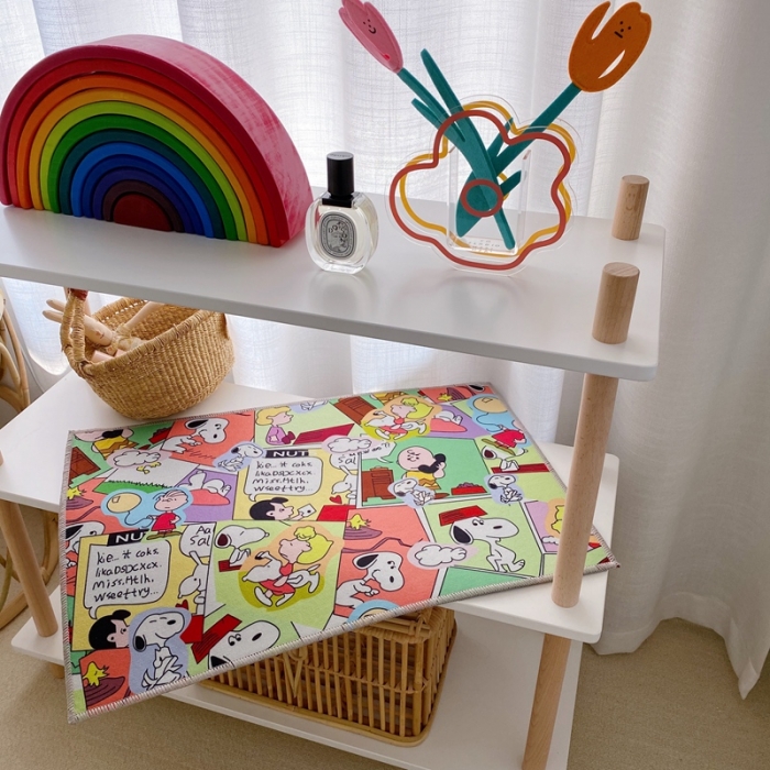 91家纺网 家纺一手货源 找家纺 星期八 2020新款ins卡通地垫 史努比童真