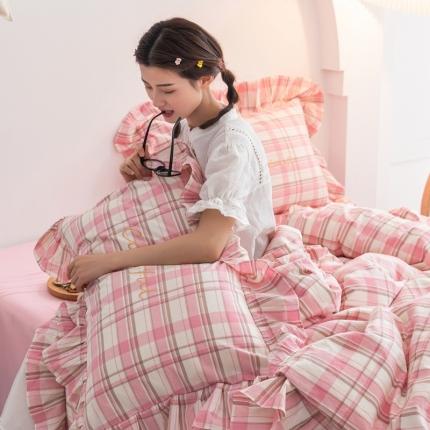 91家纺网 家纺一手货源 找家纺 （总）六巷胡同2021网红少女心全棉水洗棉四件套公主风水果格子