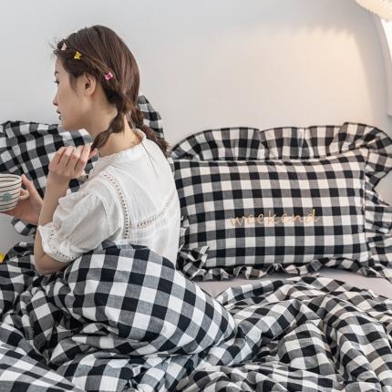 91家纺网 家纺一手货源 找家纺 六巷胡同2021网红少女心全棉水洗棉四件套公主风水果格子 嘉宝格