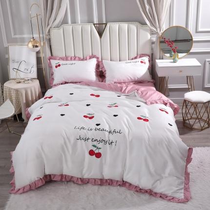 91家纺网 家纺一手货源 找家纺 总2023绣花韩版全棉60S长绒棉四件套 纯棉60支贡缎刺绣