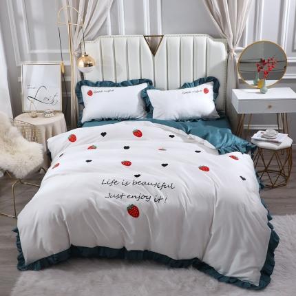 91家纺网 家纺一手货源 找家纺 总2023绣花韩版全棉60S长绒棉四件套 纯棉60支贡缎刺绣