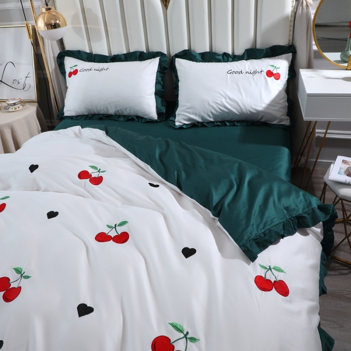 91家纺网 家纺一手货源 找家纺 总2023绣花韩版全棉60S长绒棉四件套 纯棉60支贡缎刺绣