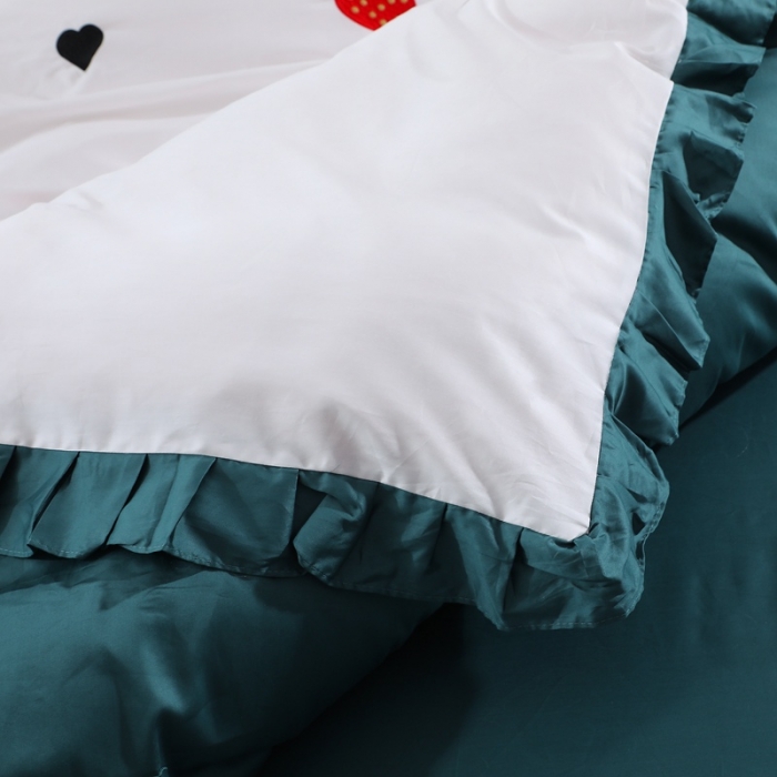 91家纺网 家纺一手货源 找家纺 2020全棉60长绒棉绣花韩版四件套纯棉60S支刺绣 草莓蓝