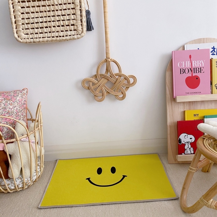 91家纺网 家纺一手货源 找家纺 星期八 2020新款ins卡通地垫 笑脸