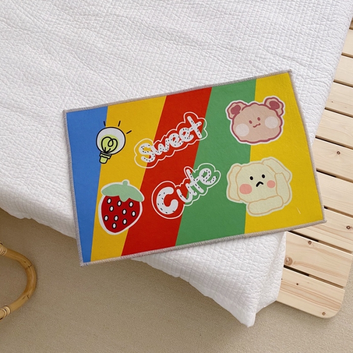 91家纺网 家纺一手货源 找家纺 星期八 2020新款ins卡通地垫 彩虹熊